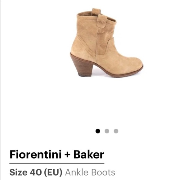 Fiorentini + Baker Leather Chunky Heel Suede Soft Ankle Booties - Picture 5 of 5